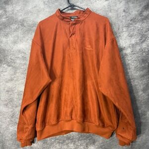 Zero Restriction Golf Outerwear Microsuede Pullover Jacket Mens L Orange 1/4 Zip